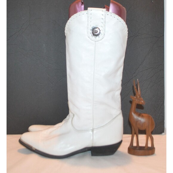 Dingo Vintage White Leather Silver Metal 1980s - Picture 1 of 7
